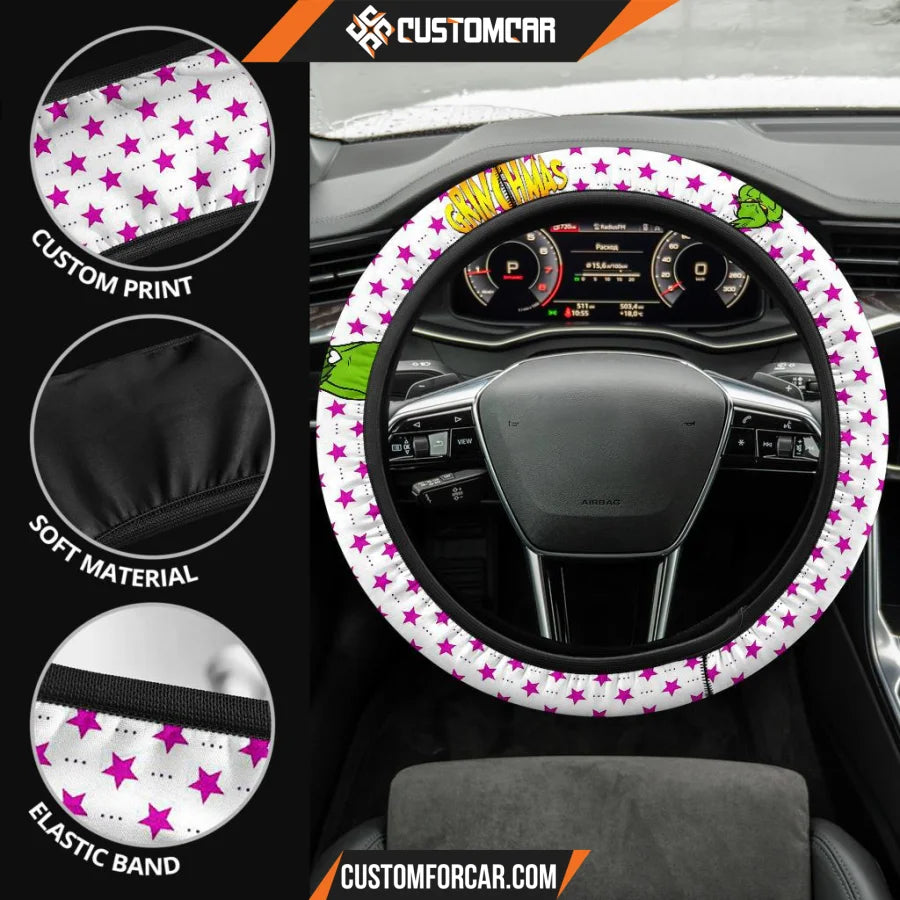 Christmas Steering Wheel Cover Grinchmas Smiling Grinch