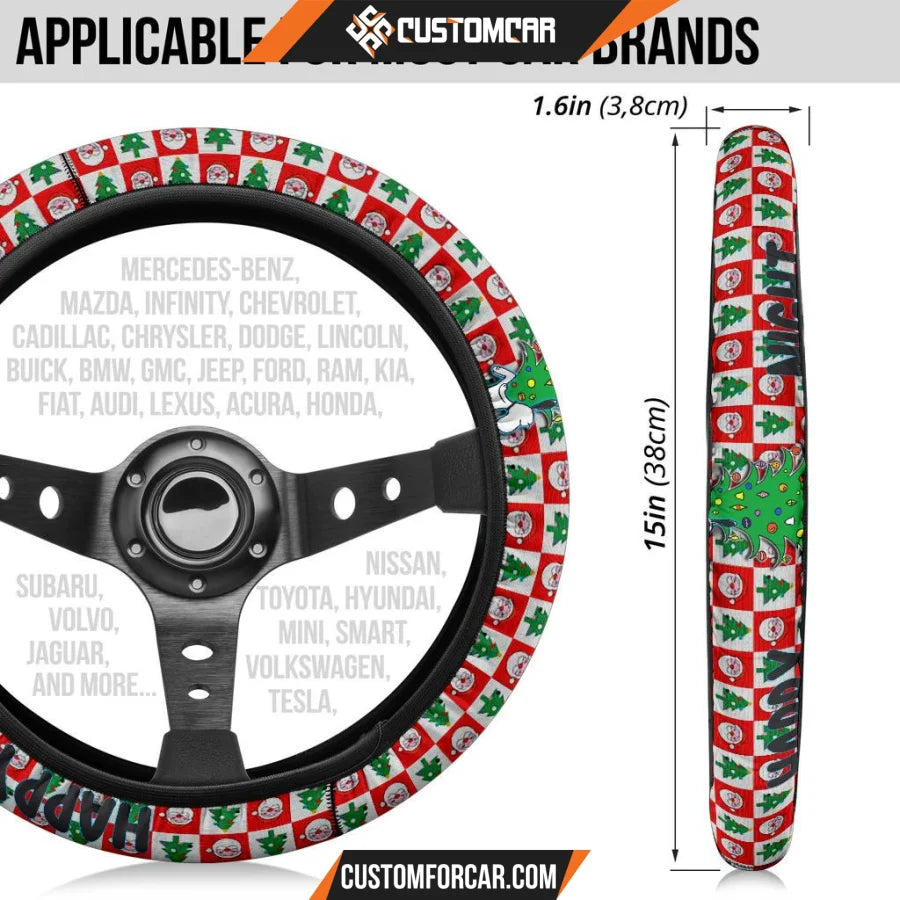 Christmas Steering Wheel Cover Happy Night Snoopy Sleeping