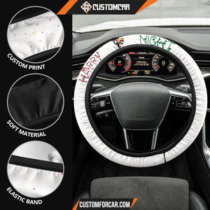 Christmas Steering Wheel Cover Happy Night Snowman Ring