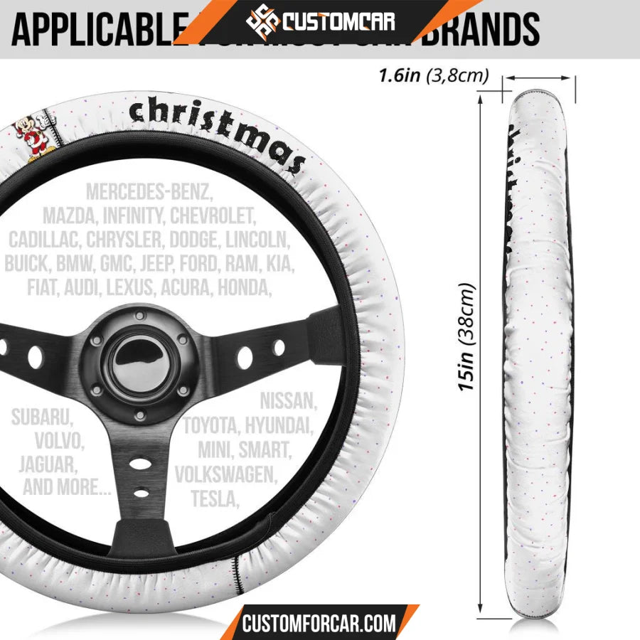 Christmas Steering Wheel Cover Merry Xmas Mickey Mouse