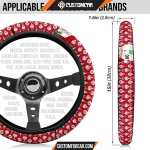 Christmas Steering Wheel Cover Santa Claus Ho Ho Ho Red