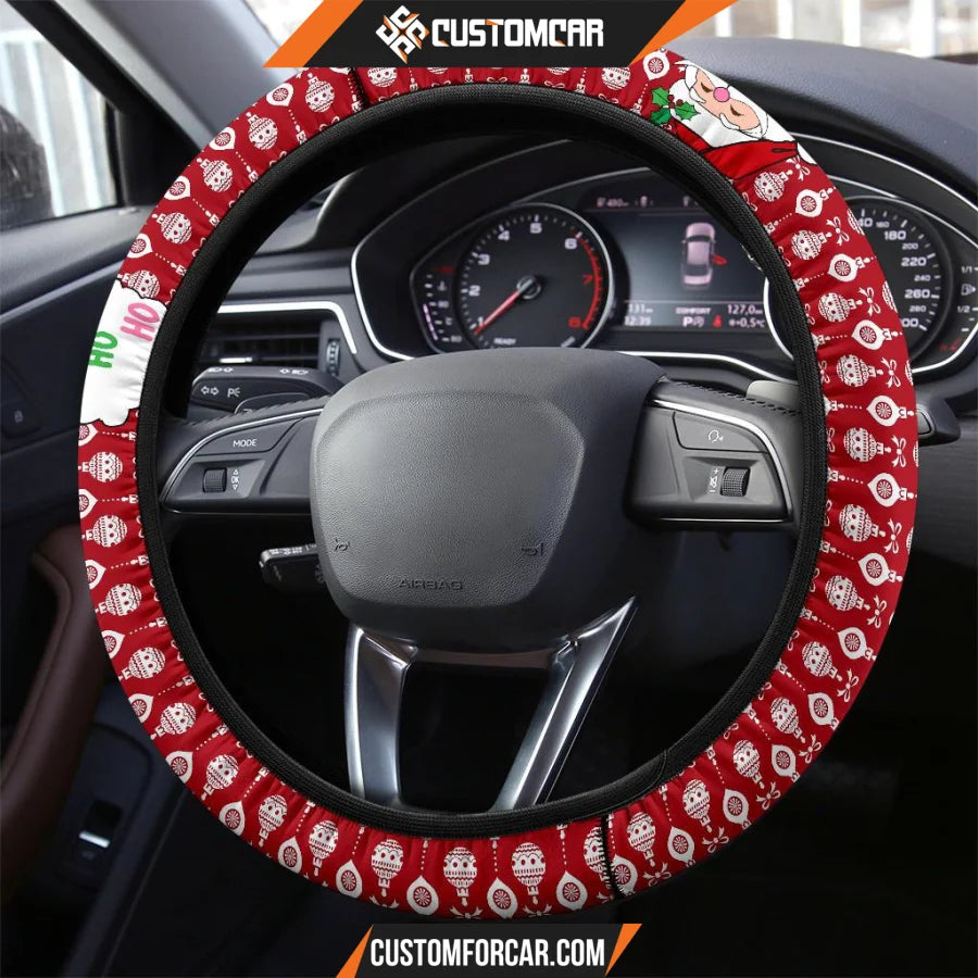 Christmas Steering Wheel Cover Santa Claus Ho Ho Ho Red