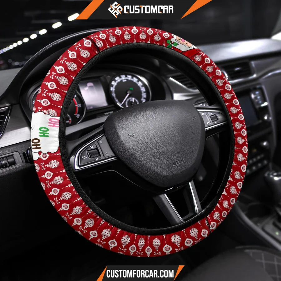 Christmas Steering Wheel Cover Santa Claus Ho Ho Ho Red