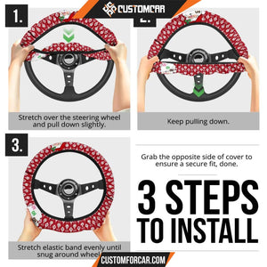 Christmas Steering Wheel Cover Santa Claus Ho Ho Ho Red