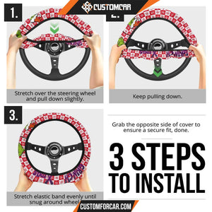 Christmas Steering Wheel Cover Smiling Evil Grinch Xmas Red