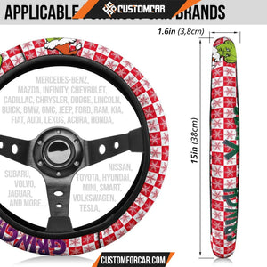 Christmas Steering Wheel Cover Smiling Evil Grinch Xmas Red