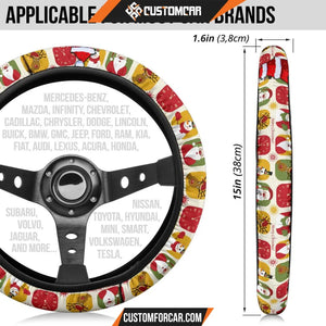 Christmas Steering Wheel Cover Xmas Tree Cosplay Santa Hat