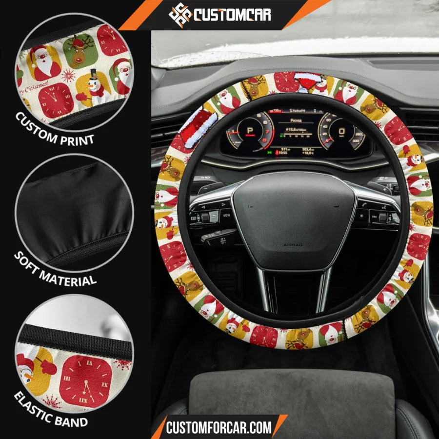 Christmas Steering Wheel Cover Xmas Tree Cosplay Santa Hat