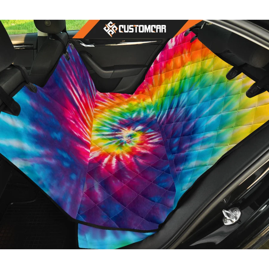 Colorful Tie Dye Spiral Car Back Seat Pet Cover R1012