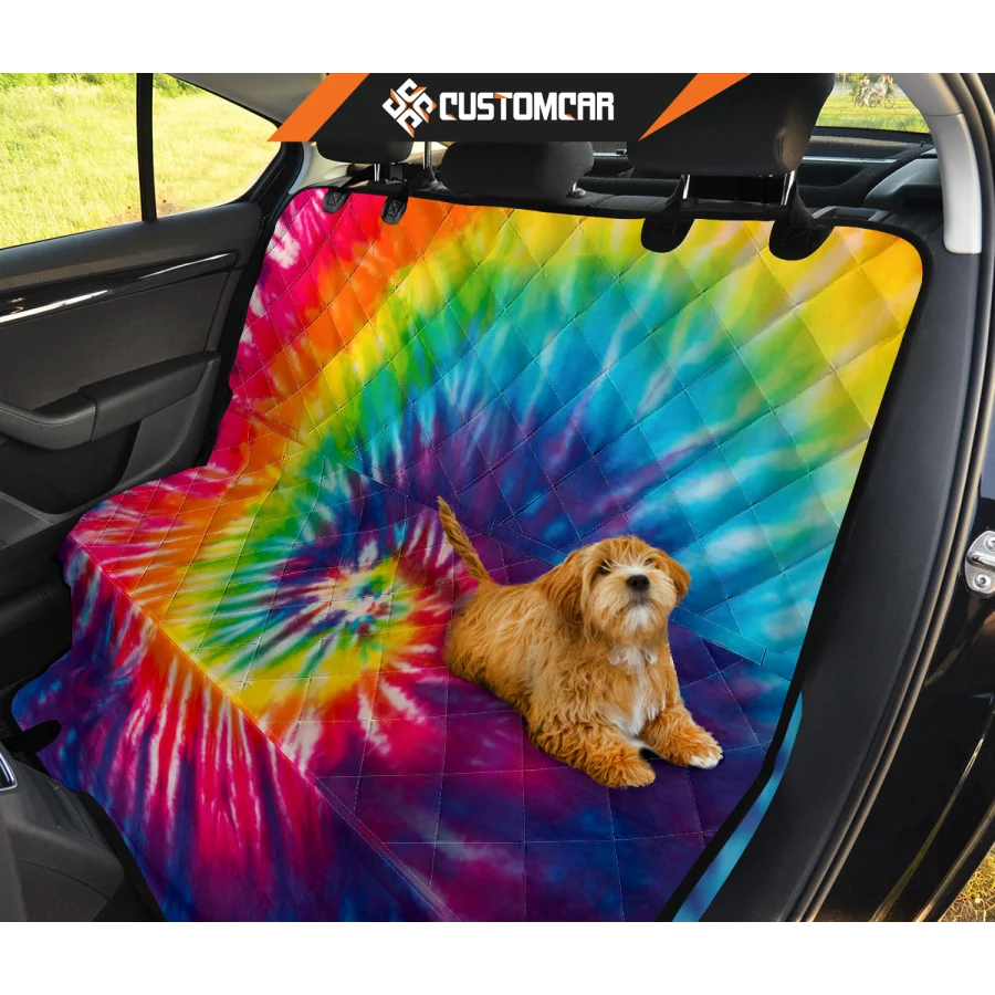 Colorful Tie Dye Spiral Car Back Seat Pet Cover R1012