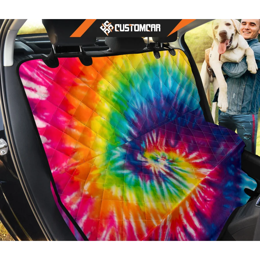 Colorful Tie Dye Spiral Car Back Seat Pet Cover R1012