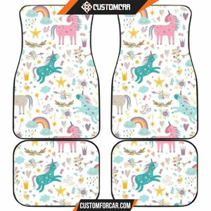 Colorful Unicorn Pattern Front And Back Car Mats Car 