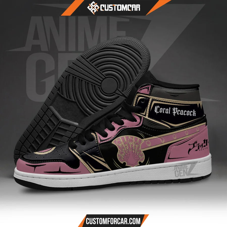 Coral Peacock JD Sneakers Black Clover Custom Anime Shoes