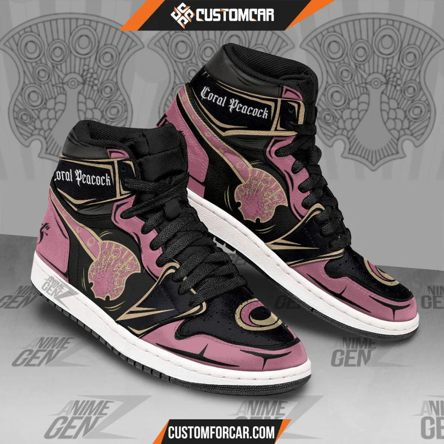 Coral Peacock JD Sneakers Black Clover Custom Anime Shoes