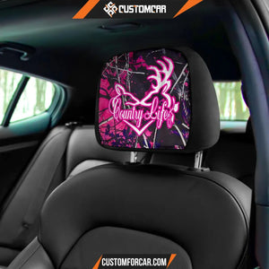 Country Girl Pink Camo Headrest Covers Country Girl Car 