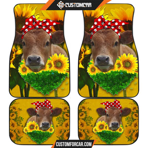 Cow With Sunflower Car Floor Mats Heifer Car Accessories