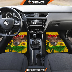 Cow With Sunflower Car Floor Mats Heifer Car Accessories