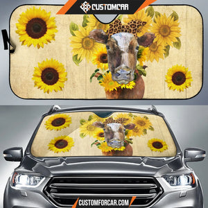 Cow With Sunflower Car Sun Shade Heifer Car Accessories