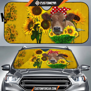 Cow With Sunflower Car Sun Shade Heifer Car Accessories