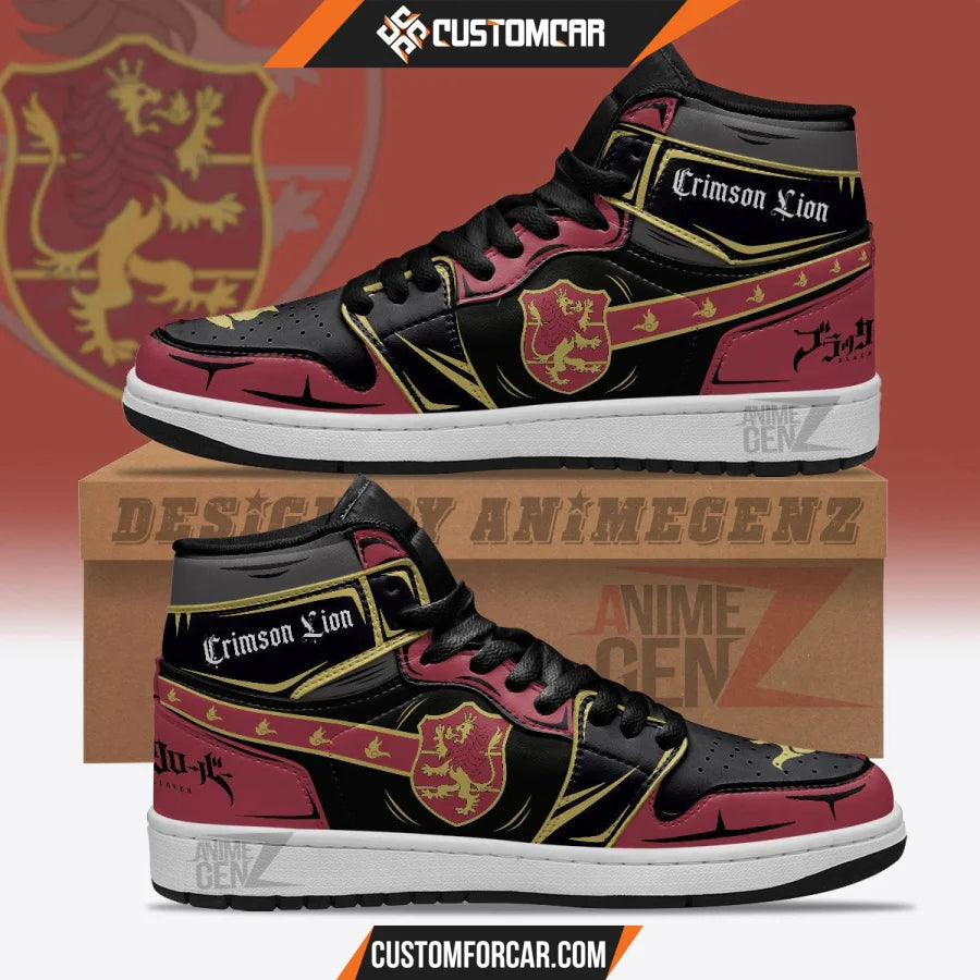 Crimson Lion JD Sneakers Black Clover Custom Anime Shoes