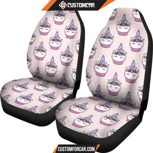 Cupcake Unicorn Pattern Print Universal Fit Car Seat covers 