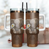 Cute Elephant Art Personalized 40oz Tumbler With Handle and Straw