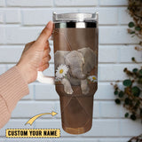 Cute Elephant Art Personalized 40oz Tumbler With Handle and Straw