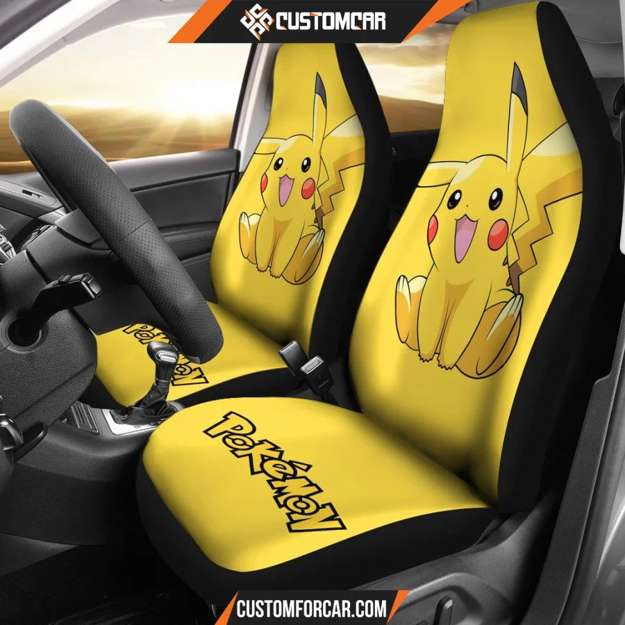 Cute Pikachu Car Seat Covers Pokemon Anime Car Decor 