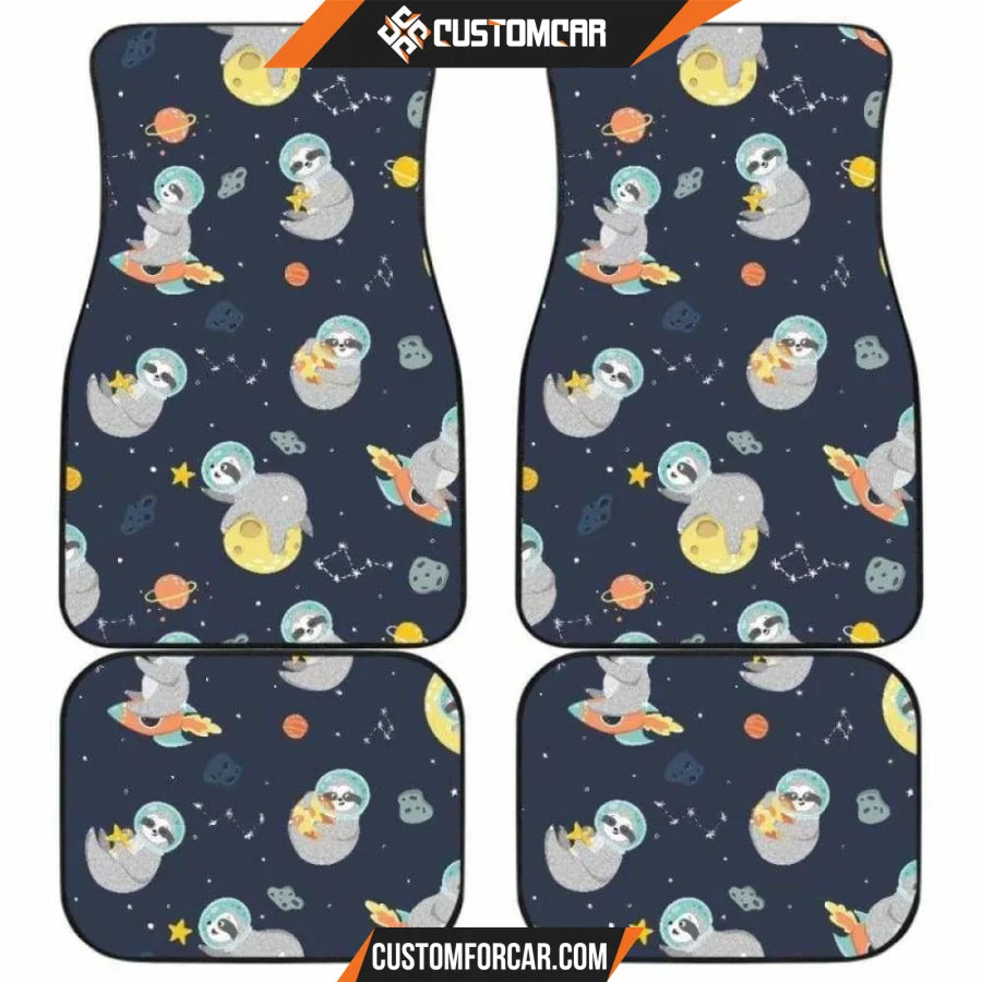 Cute Sloth Astronaut Star Planet Rocket Pattern Front And 