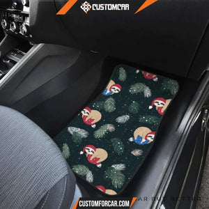 Cute Sloths Sleeping Christmas Ball Santa Hat Pattern Front 
