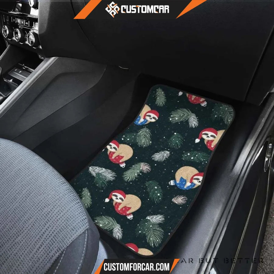Cute Sloths Sleeping Christmas Ball Santa Hat Pattern Front 
