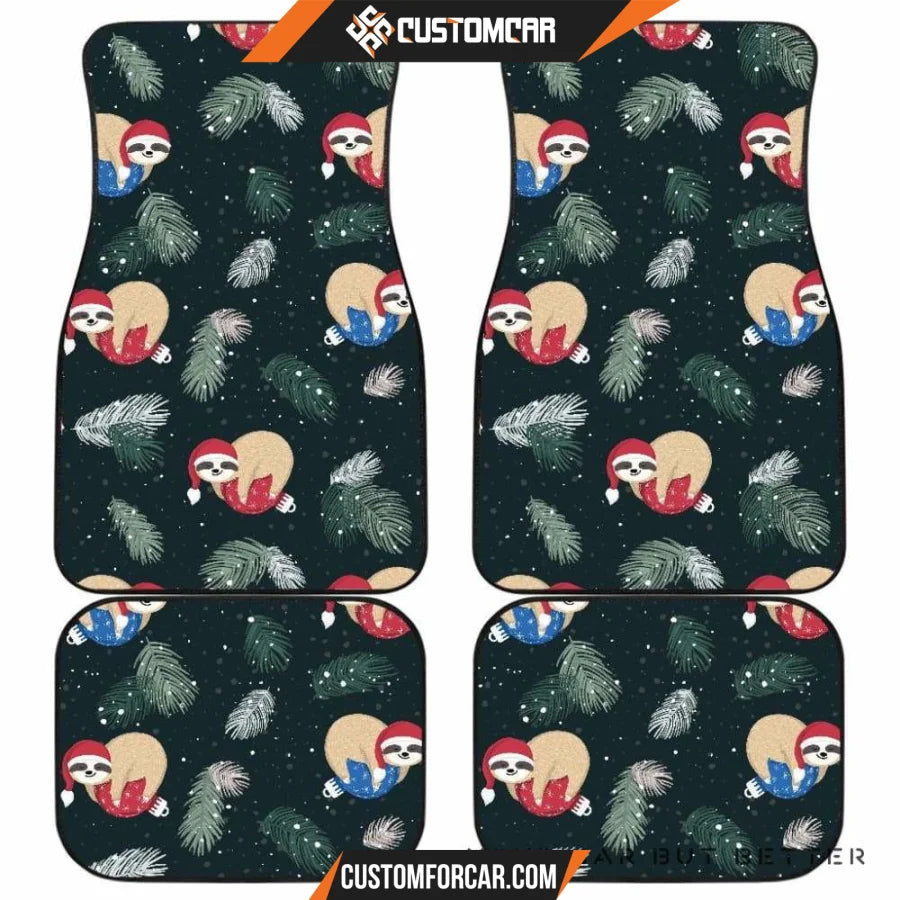 Cute Sloths Sleeping Christmas Ball Santa Hat Pattern Front 