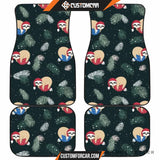 Cute Sloths Sleeping Christmas Ball Santa Hat Pattern Front 
