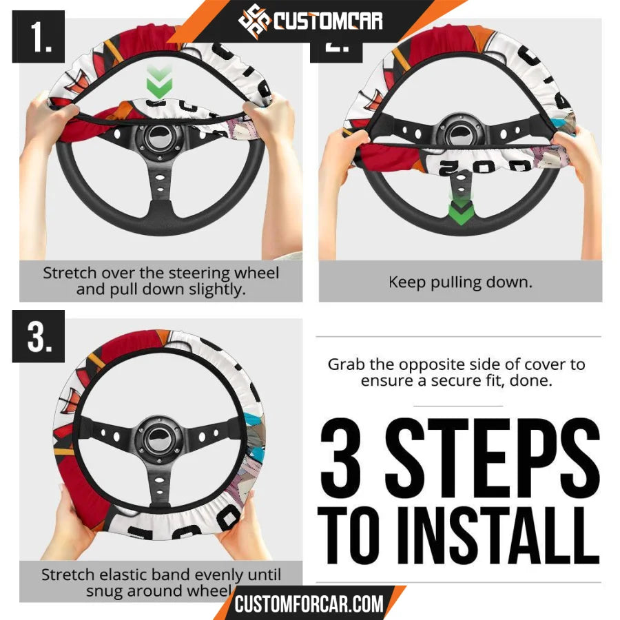 Darling In The Franxx Anime Steering Wheel Cover | Strelizia