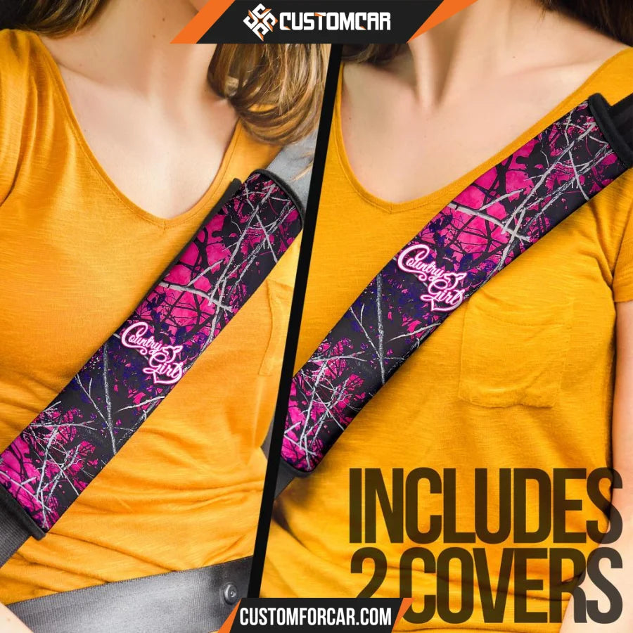 Deer Country Girl Pink Camo Seat Belt Covers Country Girl 