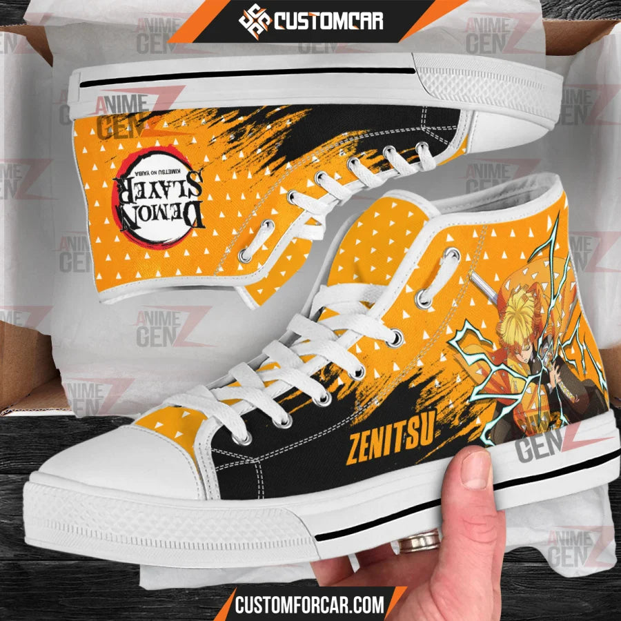 Demon Slayer Agatsuki Zenitsu High Top Shoes Custom Anime