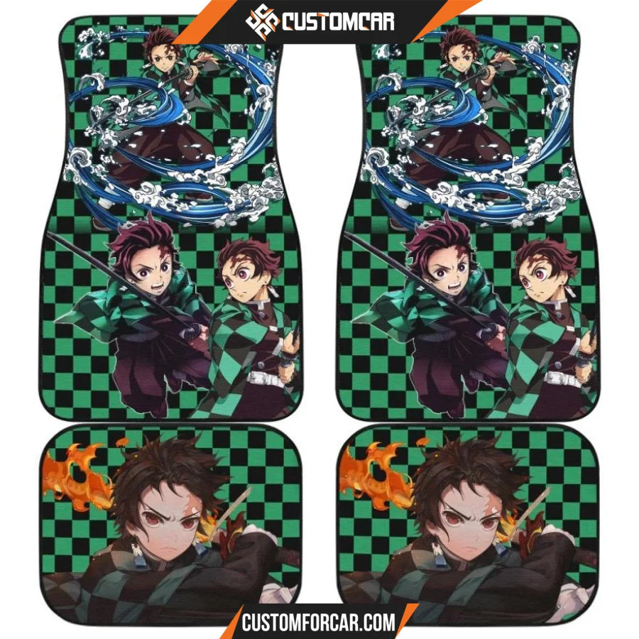 Demon Slayer Anime Car Floor Mats | Tanjiro Fire Sword Water