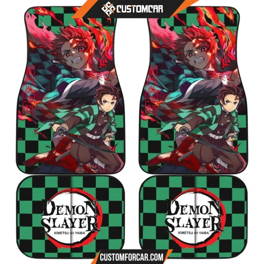 Demon Slayer Anime Car Floor Mats | Tanjiro Flaming Sword 