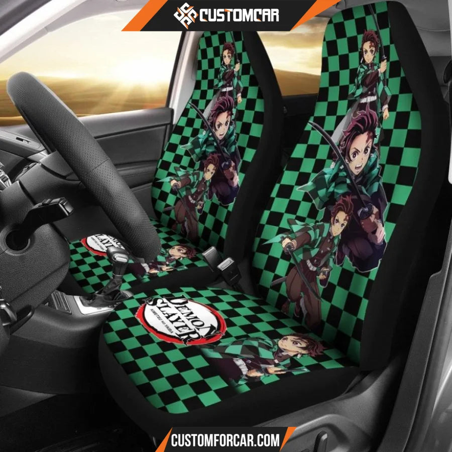 Demon Slayer Anime Car Seat Covers | Tanjiro Black Green 