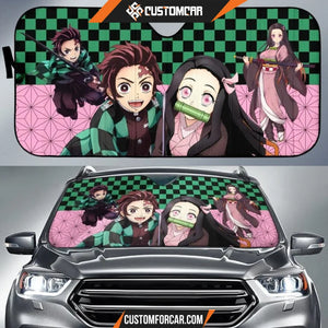 Demon Slayer Anime Car Sunshade | Tanjiro And Nezuko Checker