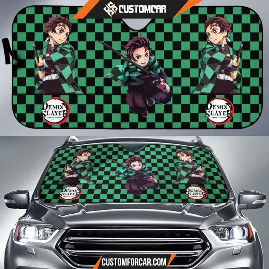 Demon Slayer Anime Car Sunshade | Tanjiro Fire Sword Water 