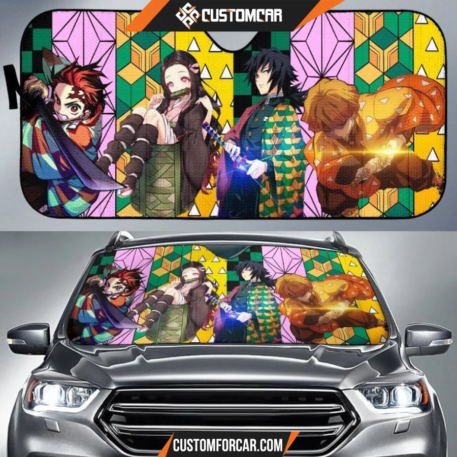 Demon Slayer Anime Car Sunshade | Tanjiro Nezuko Zenitsu And