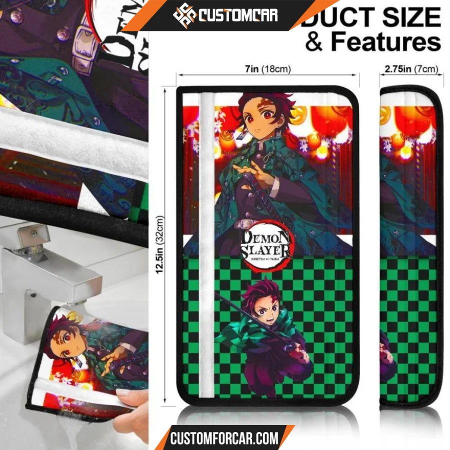 Demon Slayer Anime Seat Belt Covers | Cool Tanjiro Festival 