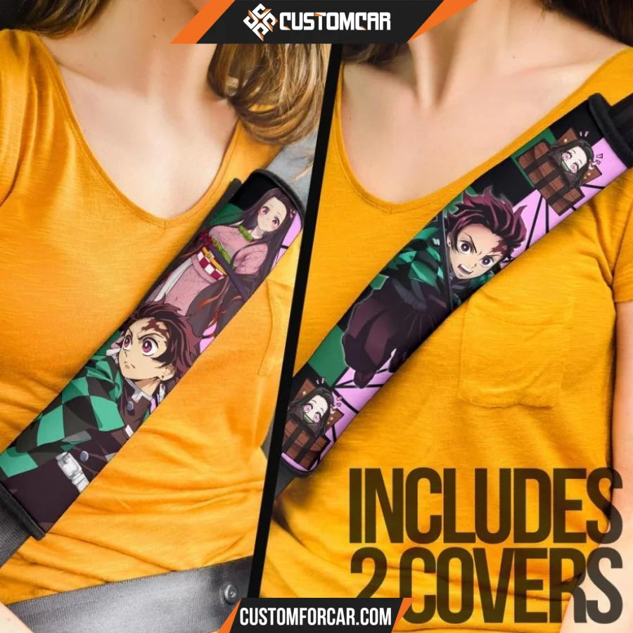 Demon Slayer Anime Seat Belt Covers | Tanjiro And Nezuko 