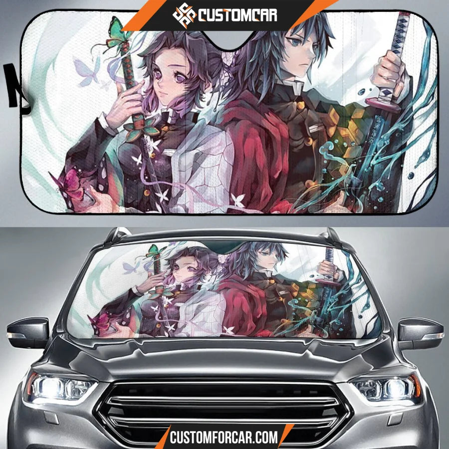 Demon Slayer Giyuu & Shinobu Car Sun Shades Anime Decor In 