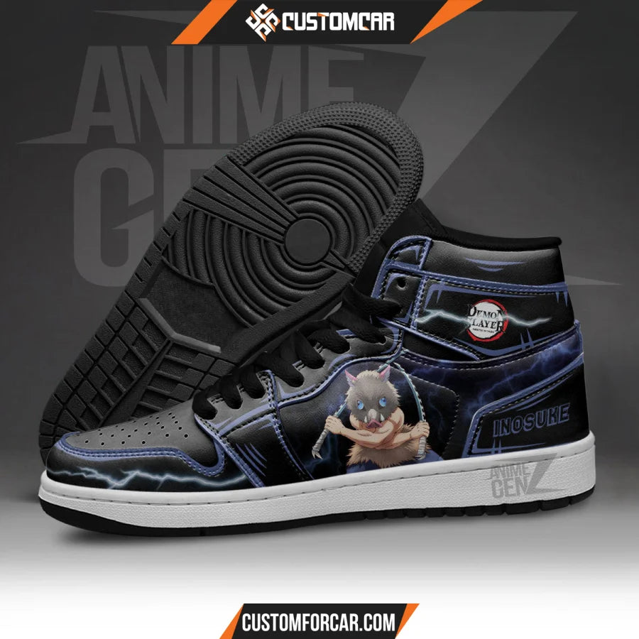 Demon Slayer Inosuke JD Sneakers Black Cool Style Custom