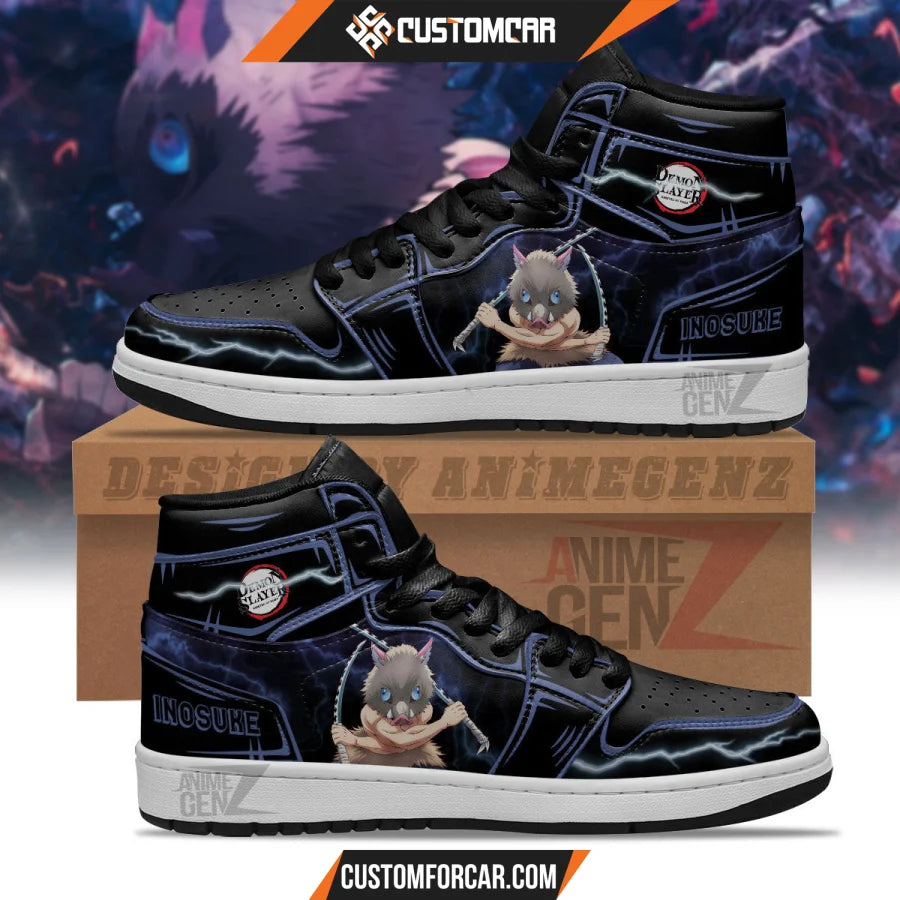 Demon Slayer Inosuke JD Sneakers Black Cool Style Custom