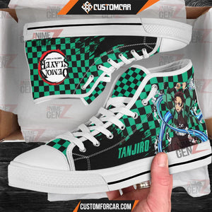 Demon Slayer Kamando Tanjiro High Top Shoes Custom Anime