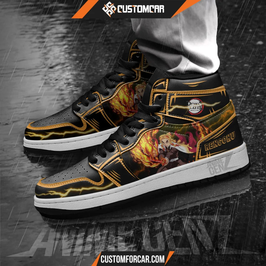 Demon Slayer Rengoku JD Sneakers Black Cool Style Custom