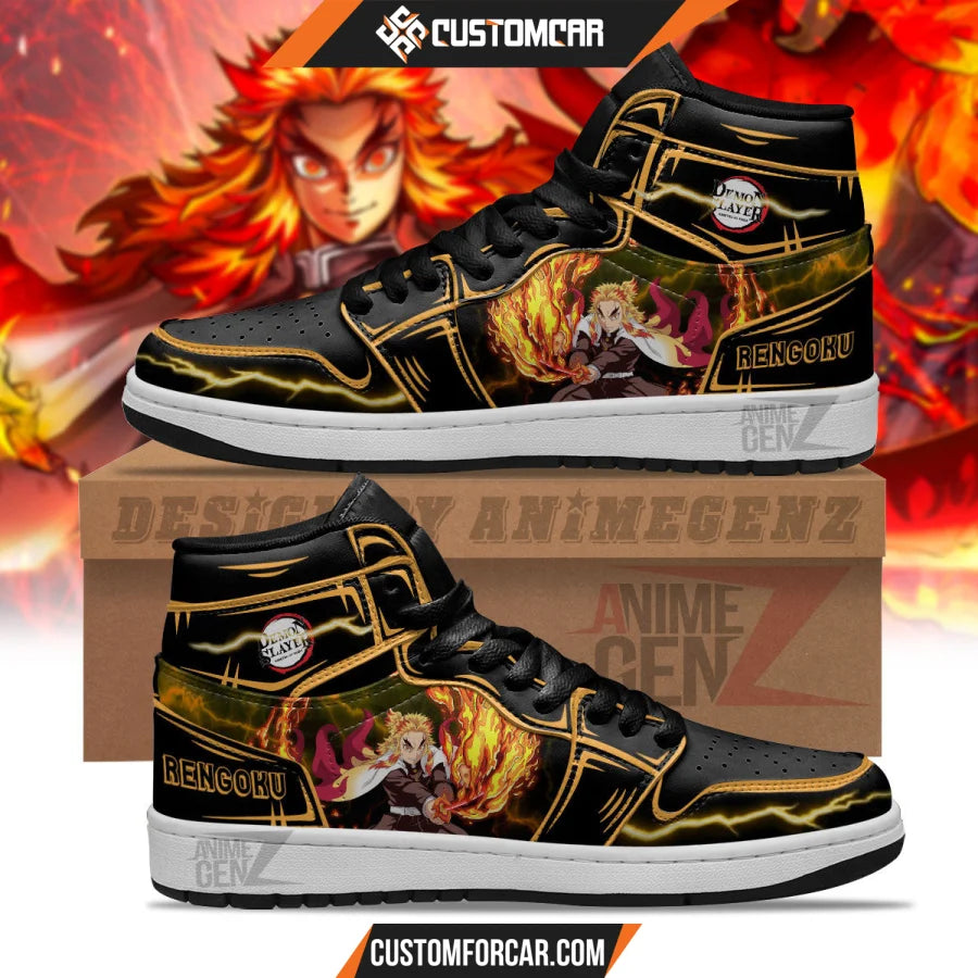 Demon Slayer Rengoku JD Sneakers Black Cool Style Custom